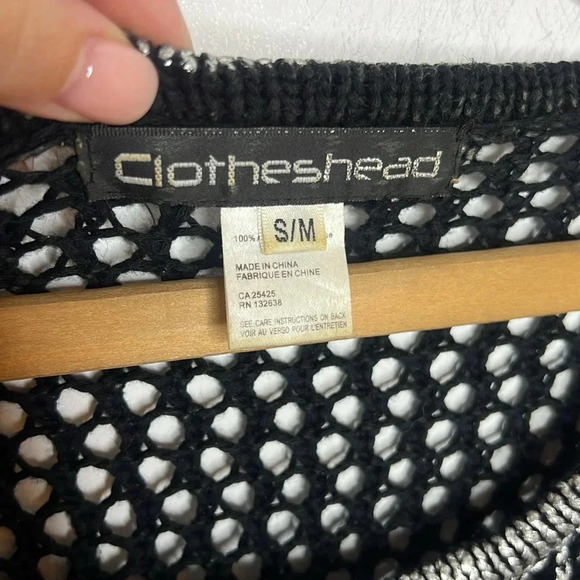 Vintage 90s Y2K Whimsigoth Mesh Crochet Metallic Open Knit Weave Layering Top - Picture 7 of 11